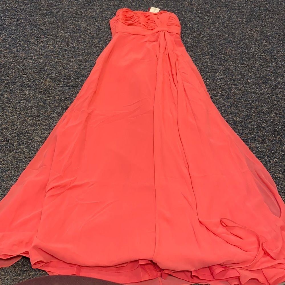 Madeline Gardner Pink Strapless Chiffon Gown 7/8